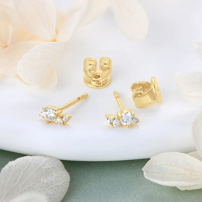Cute Leaf-shape Moissanite Earrings 925 Sterling Silver Mini Studs Piercing Ear Earrings for Women Jewelry GRA Certificate