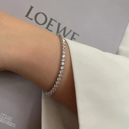 D VVS1 Moissanite Tennis Bracelet Original 925 Sterling Silver GRA Certified Bracelets for Women Man Plated 18k White Gold