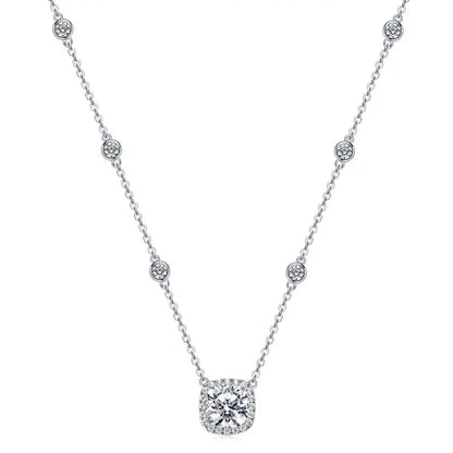 2.5 Carat Cushion Cut Moissanite Pendant Necklaces Adjustable 925 Silver Chain for Women Gift Birthday Jewelry 2025 Trend
