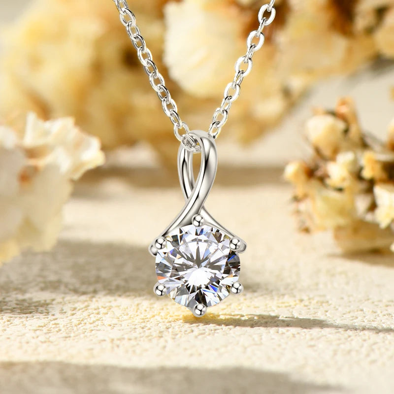100% 925 Silver 1 Carat Moissanite Drop Pendant Infinity Necklace Certified Jewelry Gift for Women Birthday Anniversary