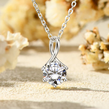 100% 925 Silver 1 Carat Moissanite Drop Pendant Infinity Necklace Certified Jewelry Gift for Women Birthday Anniversary