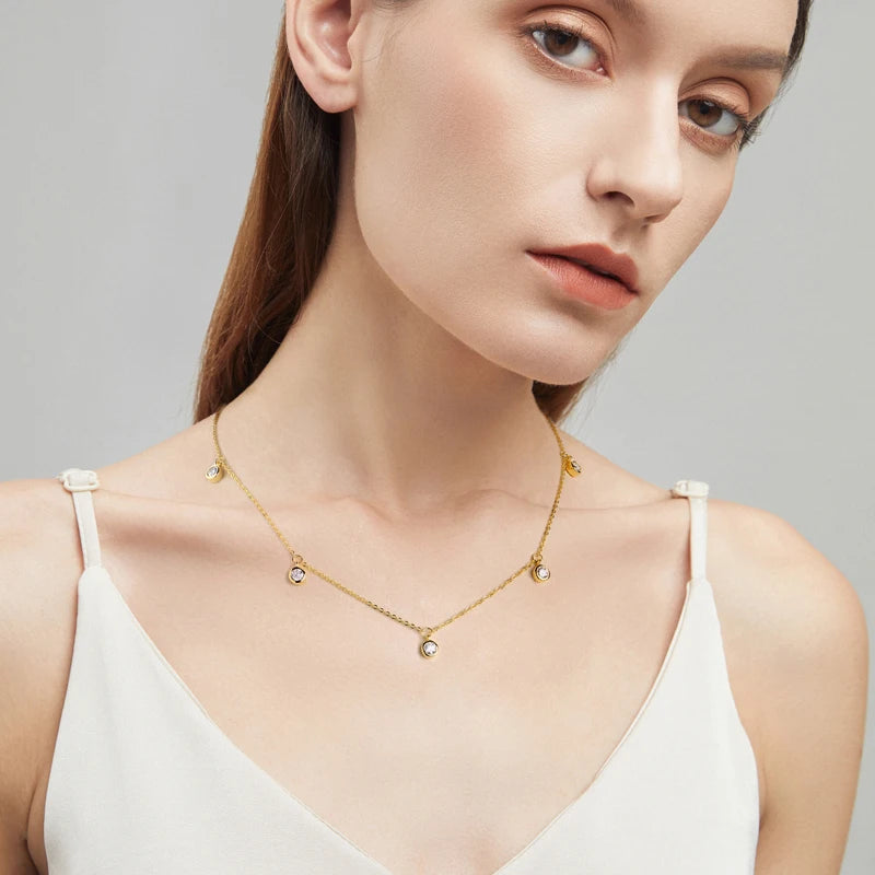 Luxury 2.5/4.0mm Moissanite Necklace for Women Original Silver 925 Gold Color Chain Choker Jewelry with GRA Certified 18''