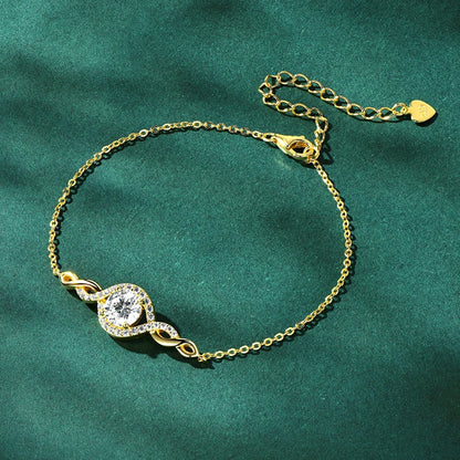 2025 1CT 6.5mm Infinity Moissanite Bracelet 925 Silver Adjustable Chain Evil Eye Bracelets for Women Hand Jewelry Gift GRA