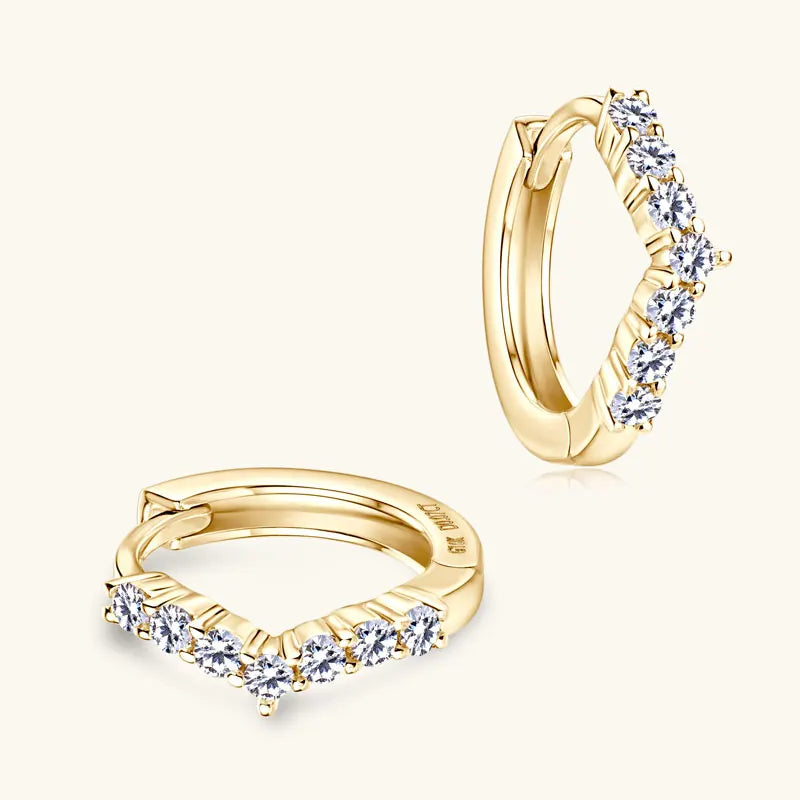 Real 10K Gold Earrings 1.3mm D Moissanite Mini Hoops Huggie Earrings for Women Yellow Gold Anniversary Wedding Certified Jewelry