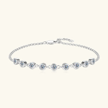 Real 925 Silver Bubble Bracelet 3mm Bezel Round Cut D Color Moissanite Bracelet for Women Jewelry Gifts with Certificate