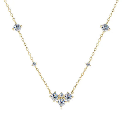 2025 New 4mm&2mm D Color Moissanite Pendant Necklace Plated 18K Gold 925 Silver Chain Jewelry GRA Certified for Women Girl Gifts