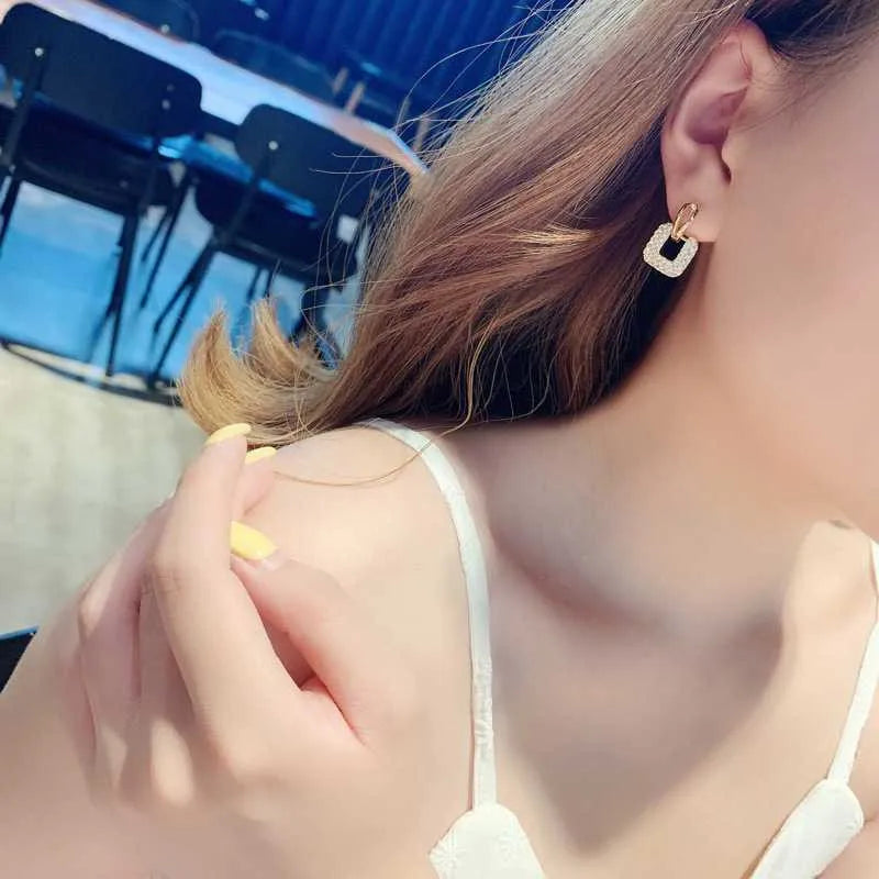 Premium Gold Square Stud Earrings Piercing Ear for Women Real Moissanite Drop Earrings Silver 925 Luxury Wedding Jewelry