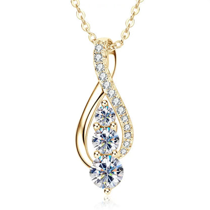 925 Sterling Silver Fashion All Moissanite Infinity Pendant Necklace Women's Adjustable S925 Chain Wedding Christmas Gift