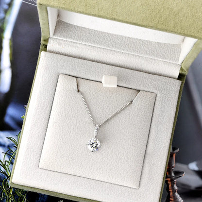 New Women's Necklace 2CT D Color Moissanite Drop Necklaces 1ct Certificate Real Silver 925 Jewelry Heart Shaped Claw Round