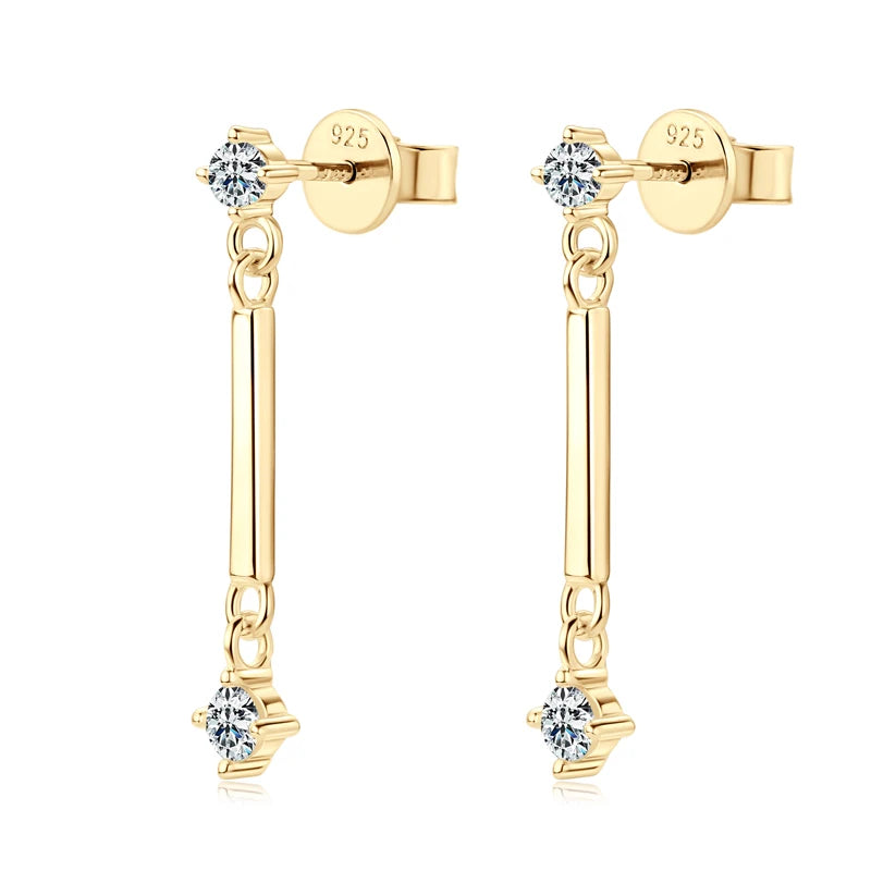 Long Dangle Earrings with Moissanite Drop Piercing Ear Studs Real D Color 925 Silver for Women Jewelry Certificate Gifts