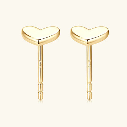 Real Gold Heart Shaped Stud Earrings Minimalist Small Piercing Earrings 10k Yellow Gold Wedding Engagement Fine Jewelry
