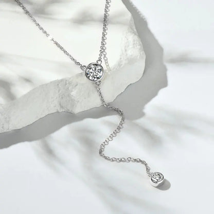 D1.30CT D Moissanite Pendant Y Shaped Necklace for Women 925 Sterling Silver Chain 6.5mm&4mm Lab Diamond 2025 Trend Gifts