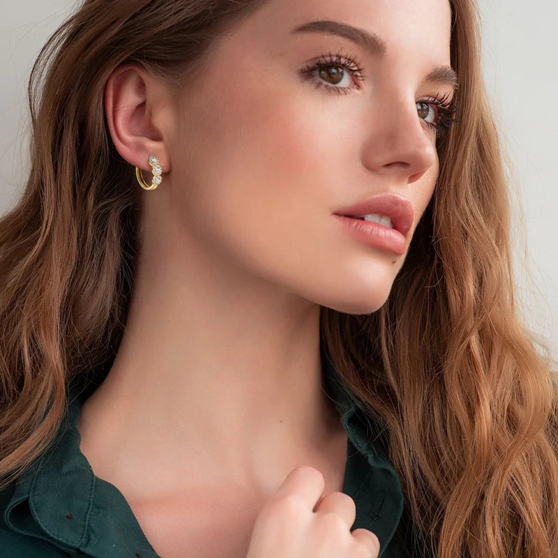 Classic Hoop Huggie Earrings Real D Color Moissanite Earring 925 Sterling Silver for Women Engagement Wedding 2023 Jewelry Gift