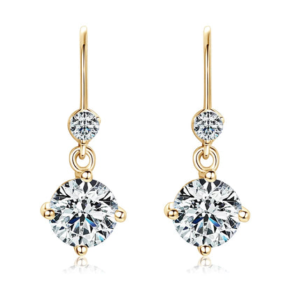 Hook Earrings Real 925 Silver 6.5mm 1ct Round Moissanite Drop Dangle Earring GRA Certified Wedding Jewelry for Women Gift
