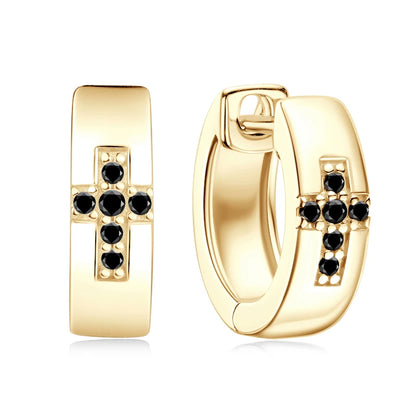 Cross Hoops Men's Earrings Moissanite Diamond Huggie Earring for Women 925 Sterling Silver Earrings Jewelry Birthday Gifts