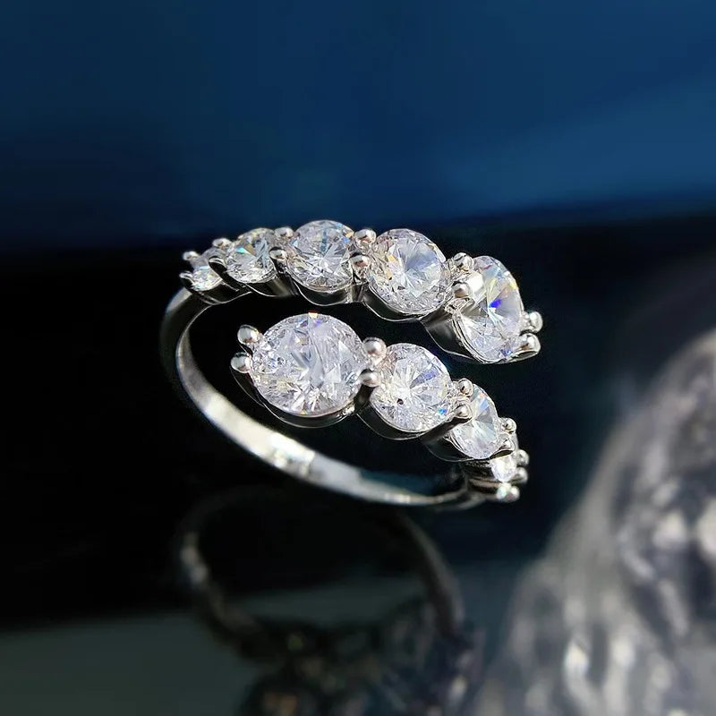 3.26cttw Moissanite Wedding Rings Woman Sparkling Diamond Band 10 Stone Engagement Ring 925 Silver Jewelry GRA Certificate