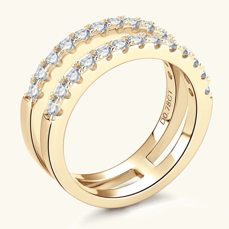 Luxury Full Moissanite Bands Double Row Wedding Rings Real 925 Sterling Silver Ring Enhancer For Women Jewelry Certificate