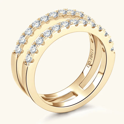 Luxury Full Moissanite Bands Double Row Wedding Rings Real 925 Sterling Silver Ring Enhancer For Women Jewelry Certificate