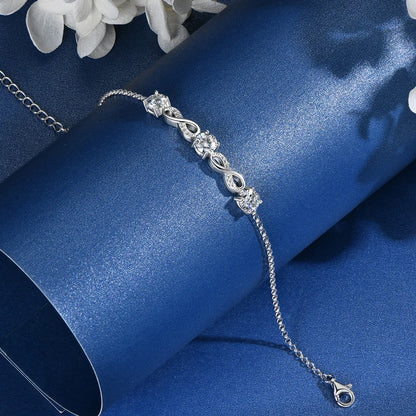 18k Gold Plated 5mm 1.5CTW Moissanite Infinity Bracelet 925 Silver Chain Bracelet for Women Anniversary Wedding Jewelry 2024 New