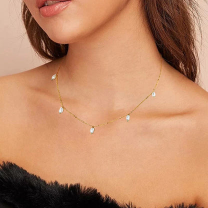 Luxury Natural Freshwater Baroque Pearl Chain Necklace 925 Sterling Silver 14K Gold Plated 3-4mm Bead Sweet Women Jewelry Gifts