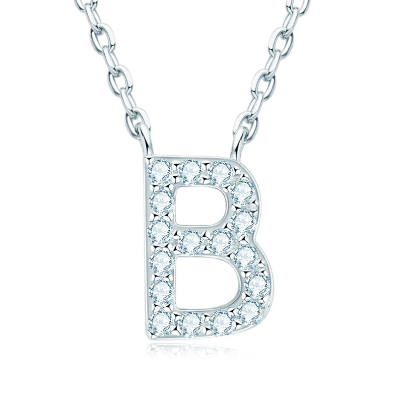 Initial Moissanite 26 Letter Pendant Necklace for Women Men Real Silver 925 Name Pendant Fine Jewelry Valentine's Day Gift