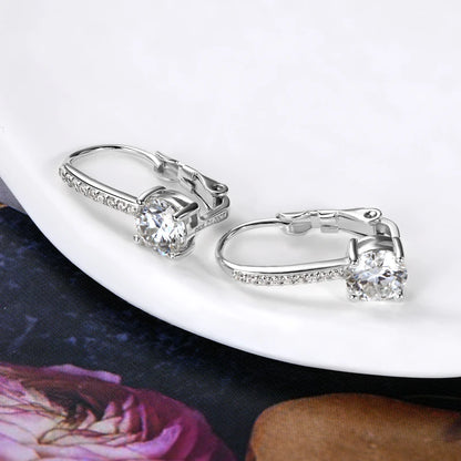 100% Real 925 Silver 1.0ct D Color Moissanite Drop Hoop Earring for Women Clip Earring Engagement Wedding GRA Jewelry Gift