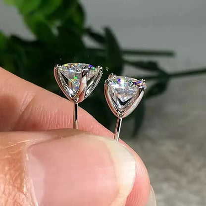 100% 925 Sterling Silver Gold Stud Earrings 6.5mm D Color Moissanite 4 Claw Earrings Classic Jewelry for Women Girl Gift