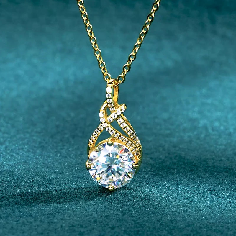 6.5mm 1ct D Moissanite Infinity Pendant Necklace for Women Silver 925 Adjustable Chain 8mm 2ct Lab Diamond Infinite Charm Gifts