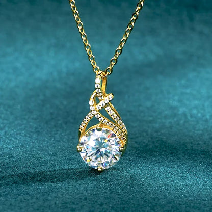 6.5mm 1ct D Moissanite Infinity Pendant Necklace for Women Silver 925 Adjustable Chain 8mm 2ct Lab Diamond Infinite Charm Gifts