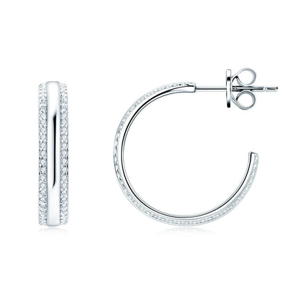C Shape Open Circle Stud Earrings Moissanite Hoop Drop Piercing Earrings 925 Sterling Silver Women's Anniversary Jewelry