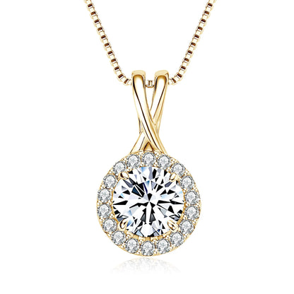 3CT 2CT 1CT D Moissanite Halo Pendant Necklace for Women 925 Silver Adjustable Chain Sparking Lab Diamond GRA Certified Jewelry