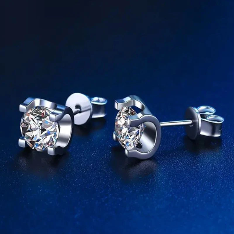 5mm 0.5CT Moissanite Earrings Silver 925 Sterling Gold Plated Push-Back Piercing Stud Earring Jewelry for Women Men Gifts