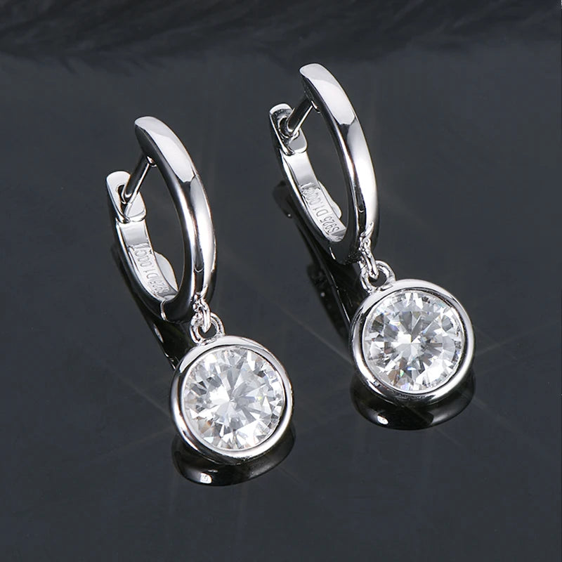 2023 Trend Women's Gold Hoop Earrings Genuine 925 Silver 1CT 2CT Moissanite Drop Earring Wedding Jewelry With Certificate