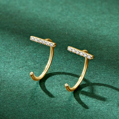 2025 Trendy 1mm Moissanite Stud Earrings 925 Sterling Silver for Women Simple Piercing Ear Earrings Cuff Fine Jewelry Gift
