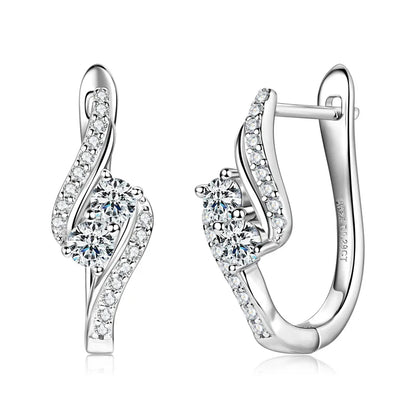 2025 Trend All 3mm D Moissanite Hoop Earrings 925 Silver U Shape Earrings for Women Wedding Party Birthday Valentine Gift