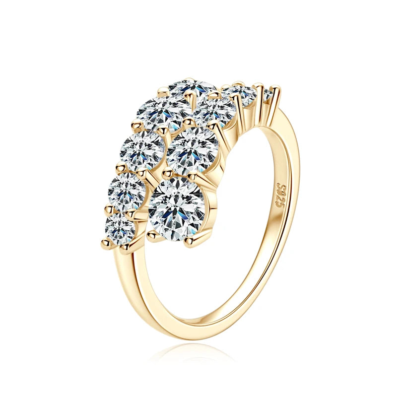 3.26cttw Moissanite Wedding Rings Woman Sparkling Diamond Band 10 Stone Engagement Ring 925 Silver Jewelry GRA Certificate