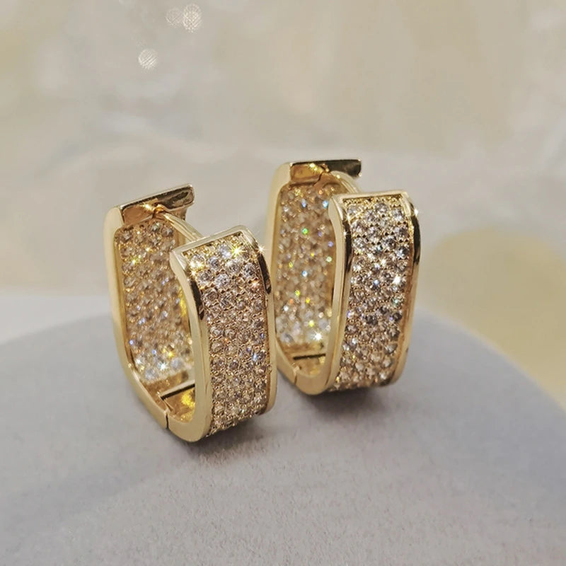 Original Full Moissanite Earrings Women Square Hoop Earrings Silver 925 Trendy Wedding Party Jewelry with GRA Certificate