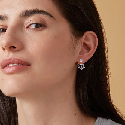 2024 Trendy 1cttw 5mm Moissanite Drop Stud Earrings for Women 925 Silver Dual Use Earrings Jacket GRA Certified Christmas Gift
