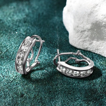 3mm 1.0CTW. Moissanite Hoop Earrings for Women 2024 18k Gold Plated 925 Silver Clip Earrings Trendy Wedding Christmas Gift
