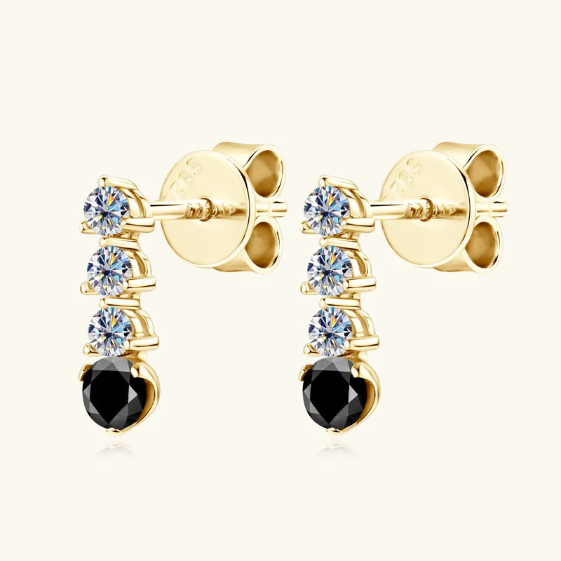 0.38CTTW. Black &White Moissanite Drop Stud Earrings for Women Real 925 Silver Anti-allergy Fine Jewelry Gifts 2025 New