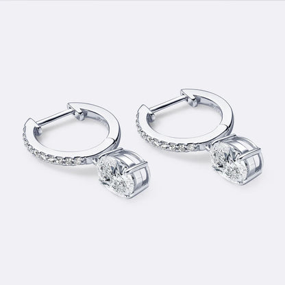 New Hoop Drop Earrings 100% Sterling Silver 925 1.5CT Moissanite D Color Oval Cut Earrings for Women Jewelry Gift Wedding Party