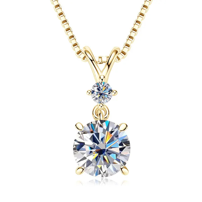 1CT 2CT 3CT Moissanite Pendant Necklace for Women 925 Silver Adjustable Chain Sparking Two Stones Necklaces Gift Valentine