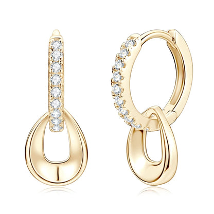 D Moissanite Hoops Earrings Silver 925 1.3mm Round Cut Certified Jewelry for Women Detachable Dangle Earring Gifts for her