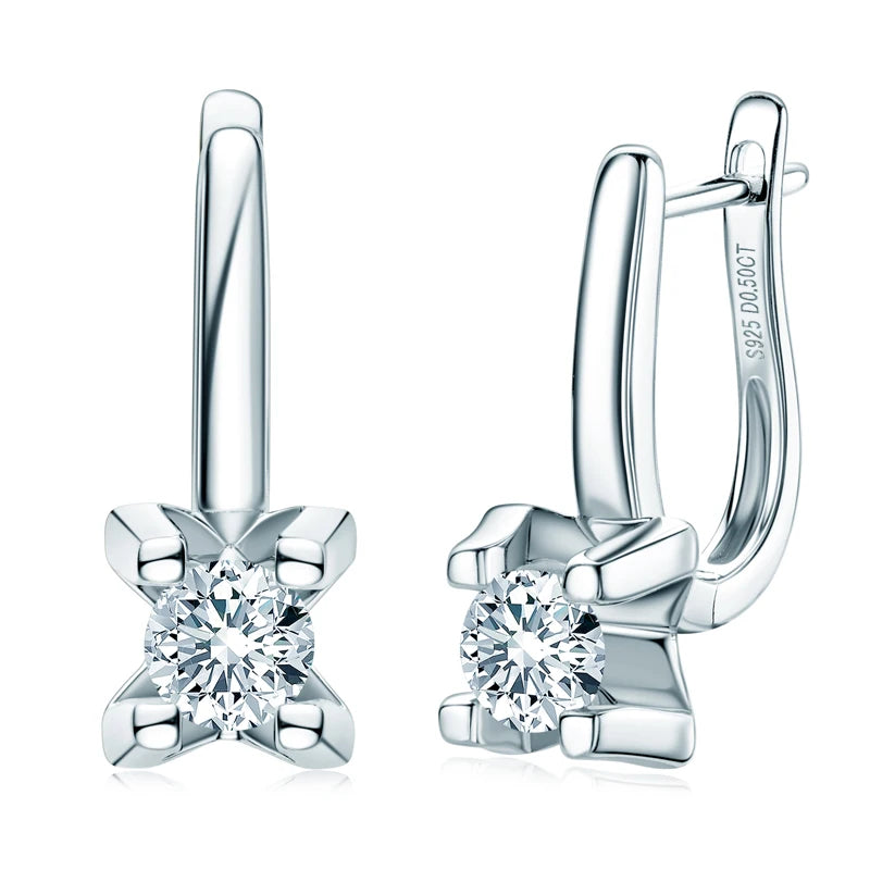 Authentic 925 Sterling Silver Jewelry 5.0mm D Color Moissanite Hoop Earrings for Women Girls Engagement Gift Free Shipping