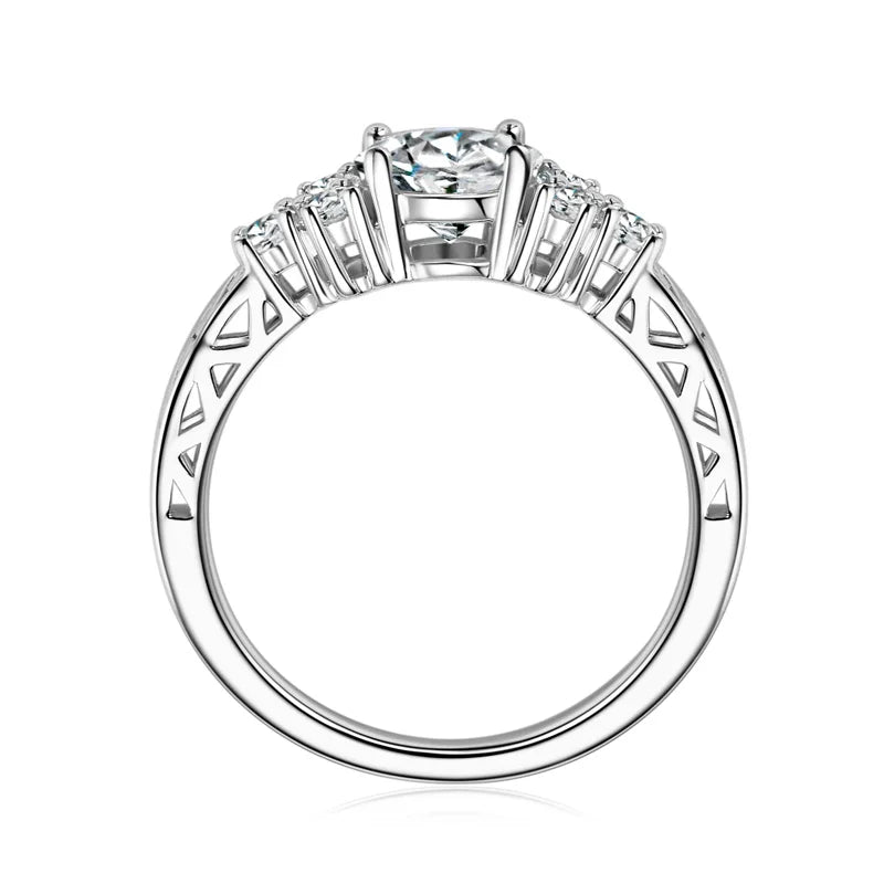 925 Sterling Sliver 6.5mm 1carat Round Moissanite Ring for Women Vintage Skeleton Engagement Wedding Rings Finger Jewel