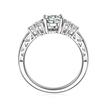 925 Sterling Sliver 6.5mm 1carat Round Moissanite Ring for Women Vintage Skeleton Engagement Wedding Rings Finger Jewel