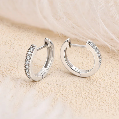 2023 Gold Hoops 925 Sterling Silver Real 1.3mm Moissanite Huggie Stud Earrings for Women Girl Gifts Certified Fine Jewelry