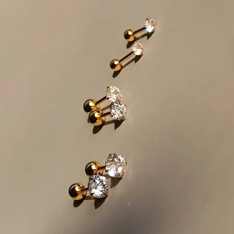 4MM 5MM 6.5MM D Round Moissanite Earrings Women's Simple 4 Claw Stud Earrings Real 925 Sterling Silver Hypoallergenic Daily Wear