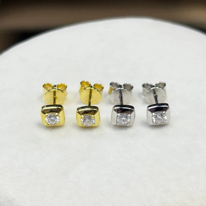 925 Silver Small Square Earrings 3mm Round D Moissanite Stud Earrings for Women Men 2025 New Trend Jewelry GRA Certified