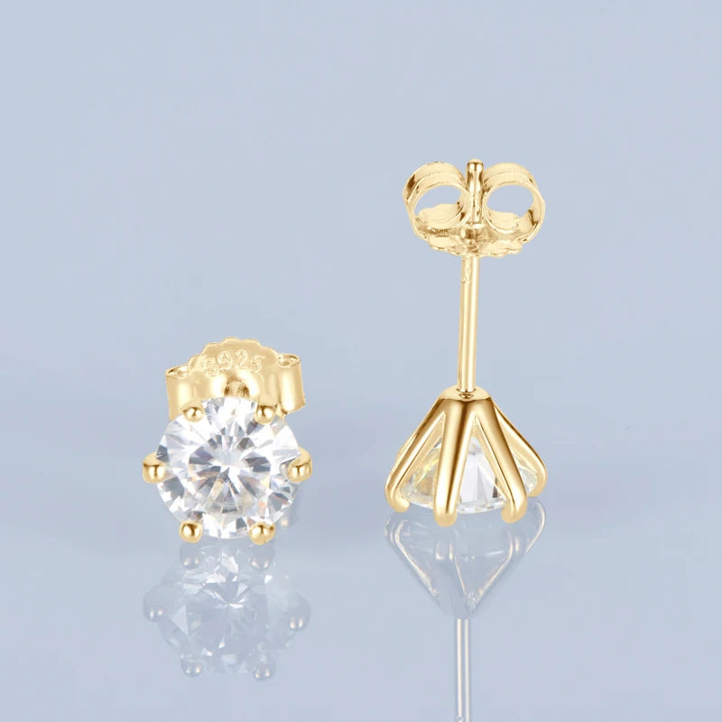 Real 3 Carat 2ct D Color GRA Moissanite Stud Earrings for Women 1ct Solid 925 Sterling Silver Fine Jewelry 18K Gold Plated